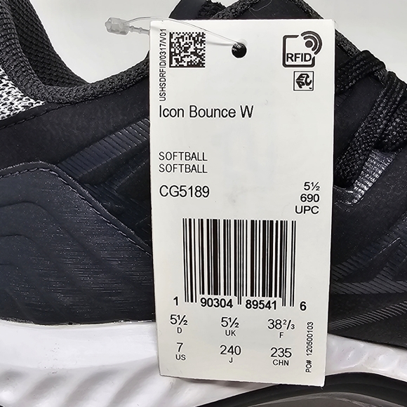 Adidas Womens Icon Bounce Low Metal Softball Cleats Black Size 7 CG5189 NEW - Picture 4 of 11